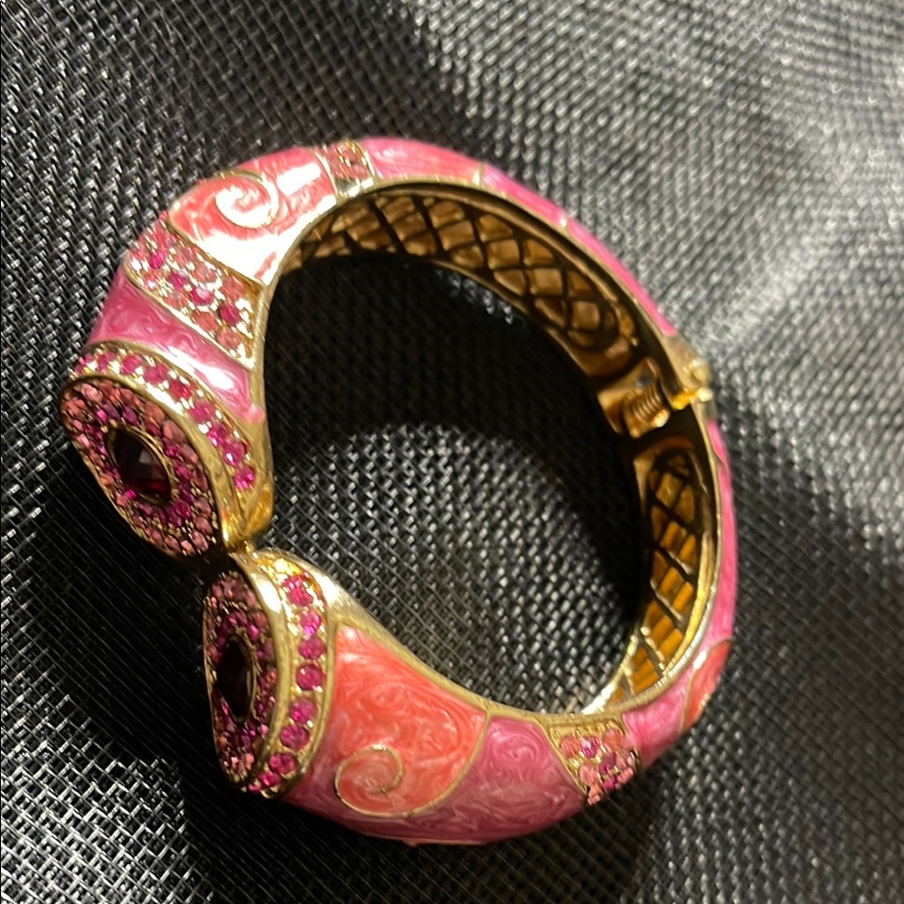 Renewed Elegant Pink and Gold Women's blinged Bracelet